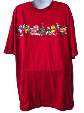 Vintage Christmas Candy Graphic Shirt XL Tee MMs M&Ms M & M Mars Red 90s Y2K